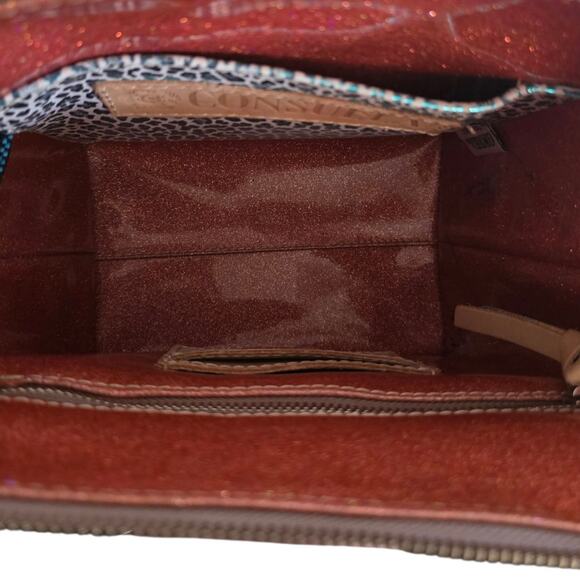 Consuela mena wedge purse fuchsia tooled leather bag Pink Crossbody - Picture 12 of 14